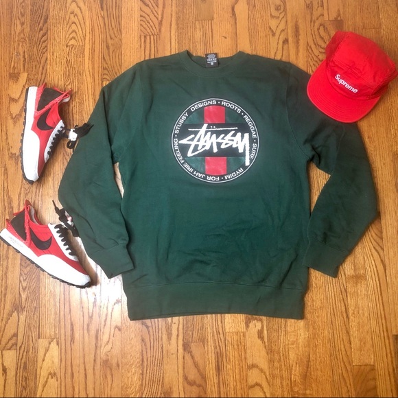 Stussy NWOT Reggae green crewneck sweater small